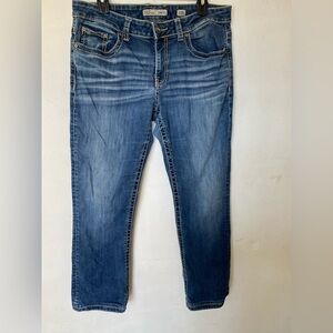 BKE Harper 31R Blue Straight denim cowgirl western Jeans with Classic Fading
